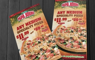 Papa Johns Pizza in North Vancouver BC - Professionally Designed And Printed Tri-fold Menu - Design Creative Media - Serving North Vancouver BC with Graphic Design & Printing